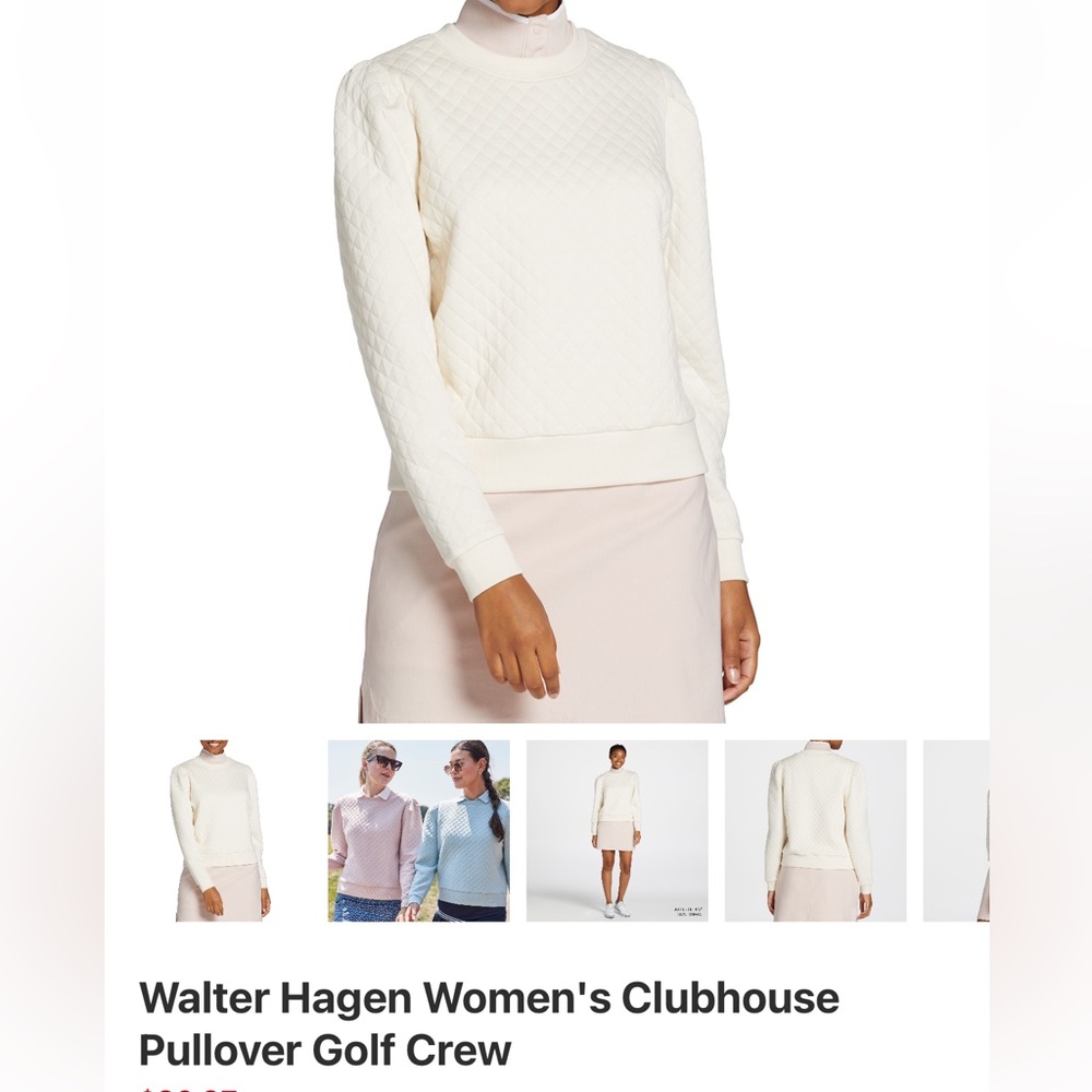 Women Walter Hagen Dark Navy and Cream Women's Pullover Crew